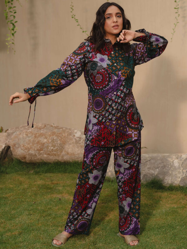 Womens Cotton Red Ethnic Printed Kurta Set